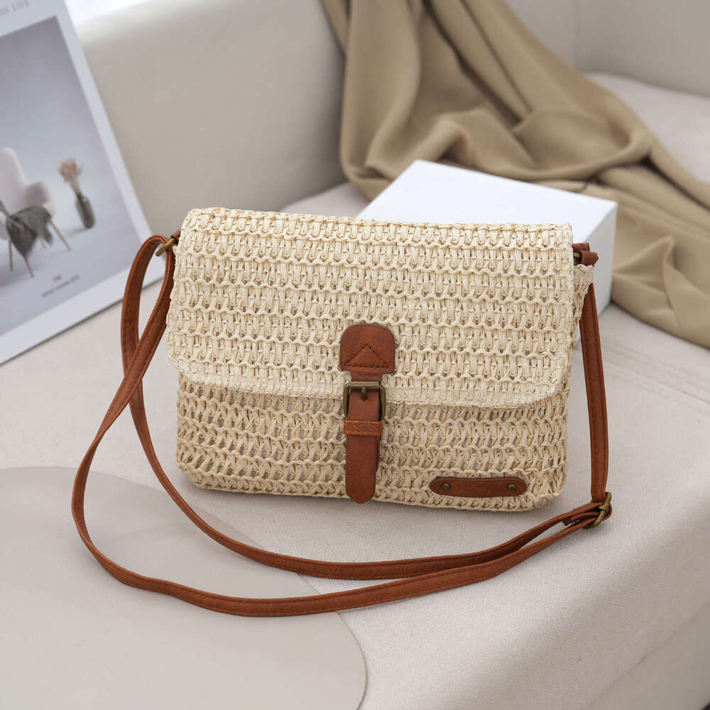 Handmade Beach Bag Small Postman Crossbody High-End Straw Bag, Versatile Woven Daily Use, Fashionable Summer Beach Bag For Women Kq2