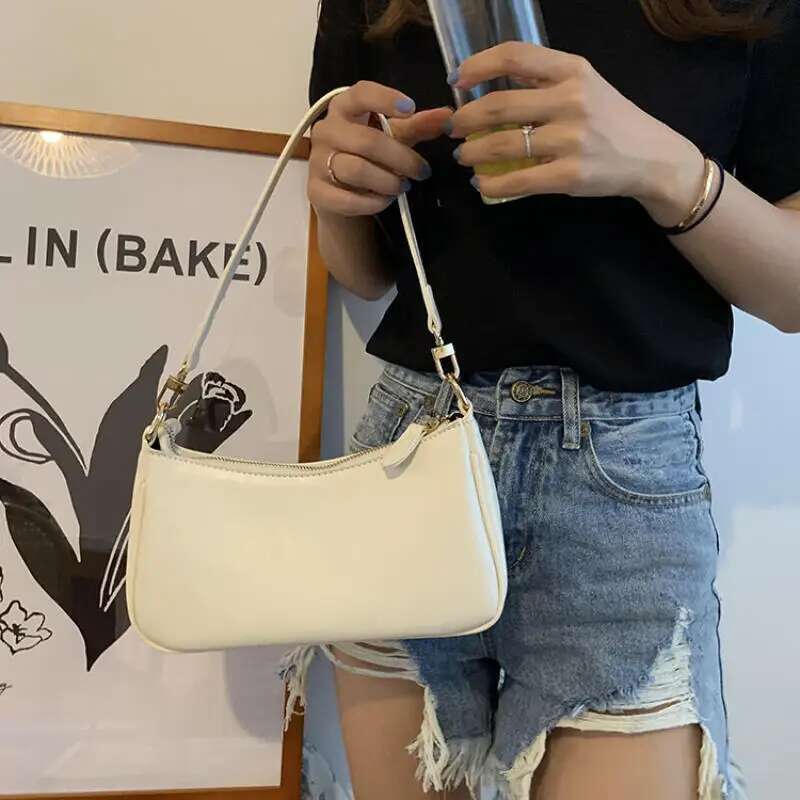 New Shoulder Small Square Women's White Advanced Sense Axillary Bag Retro Fashion Leisure Versatile Crossbody Bags