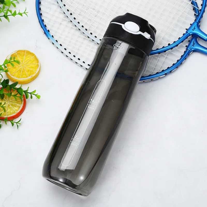 750ml Portable Sports Water Bottle With Straw For Camping Hiking Outdoor Plastic Transparent BPA Free Bottle For Men DrinkwareW251114