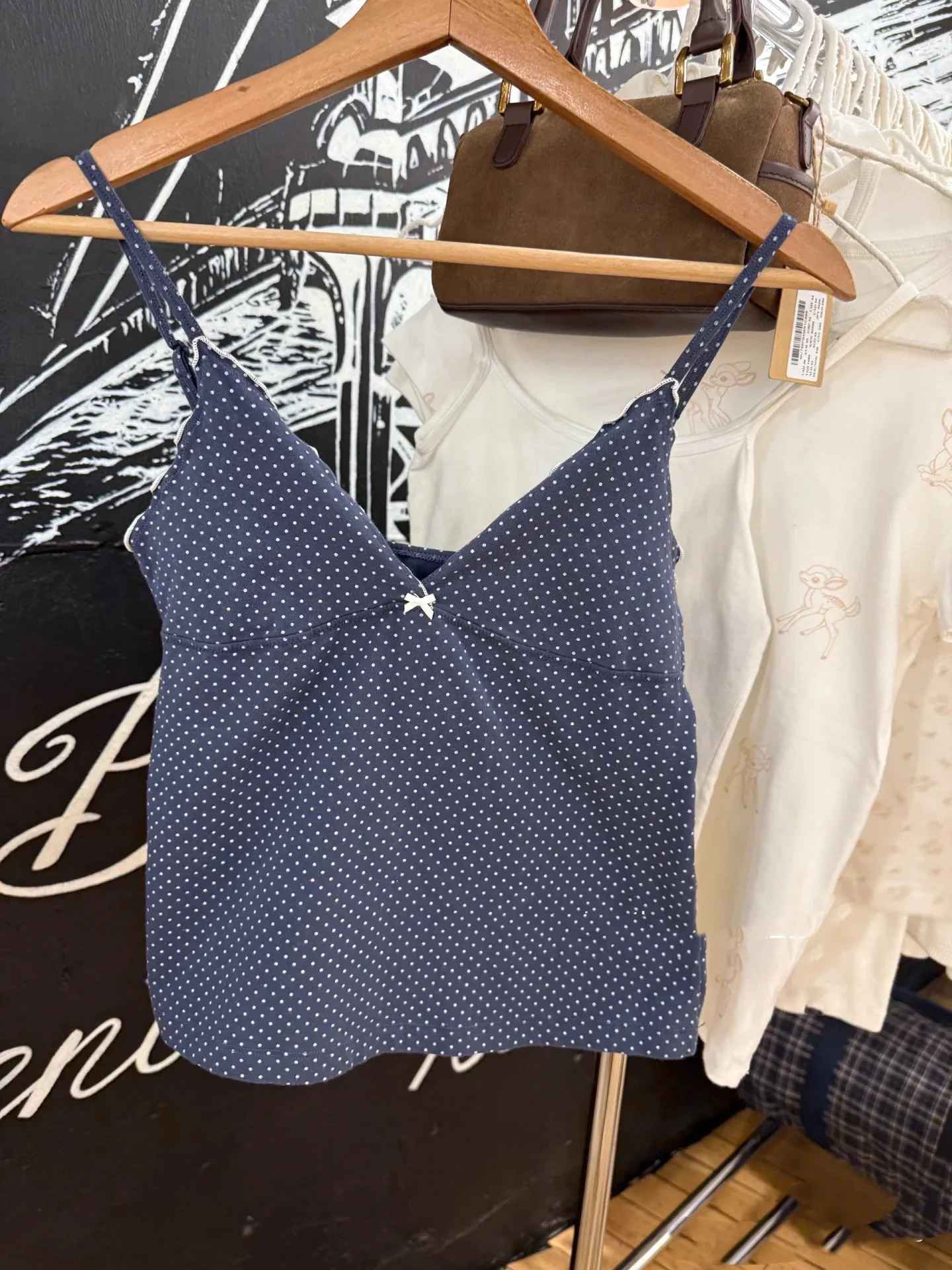 Ultra thin bow vest womens summer sleeveless cotton crop top casual cute preparatory style Y2k Versatile 250414Z