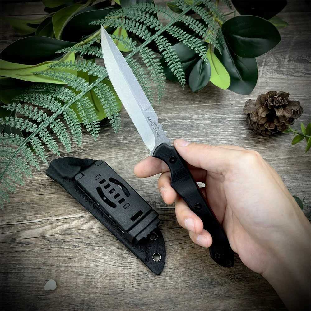 Fixed blade knife with sheath top D2 blade G10 handle outdoor EDC camping knife hunting knife survival pocket knifeXJ250415