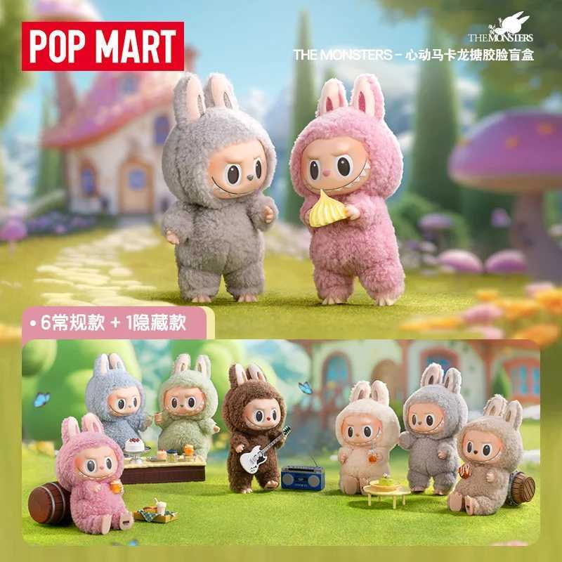Authentic Popmart Labubu Heartbeat Macaron Vinyl Base 2.0 Series Pendant Doll Home Decoration Keychain Collection Holiday Gift Box X250415