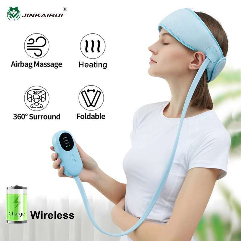 Jinkairui Sleep Aid Head Massager Airbag Wrapping Cap Scalp Massage Instrument with Air Compression Relaxation Rechargeable Use