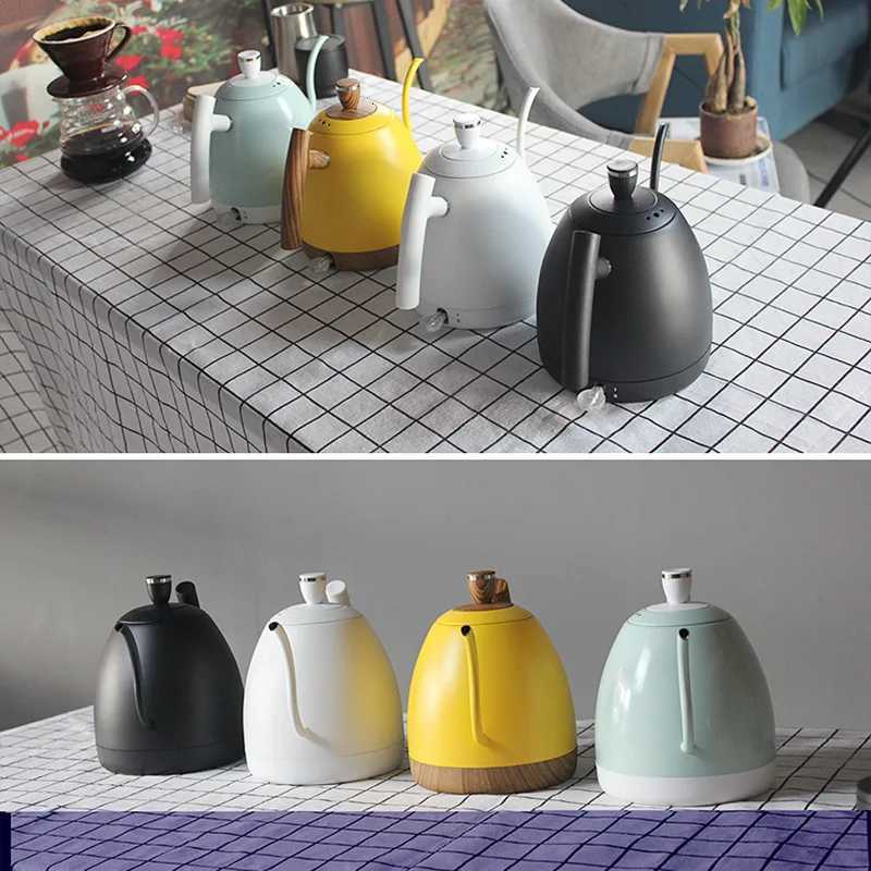 1000ML Electric Kettle Gooseneck Hand Brew Coffee Pot 1350W Slender Fine-mouth Jug 304 Stainless Steel Teapot Kettles 220V Y251114