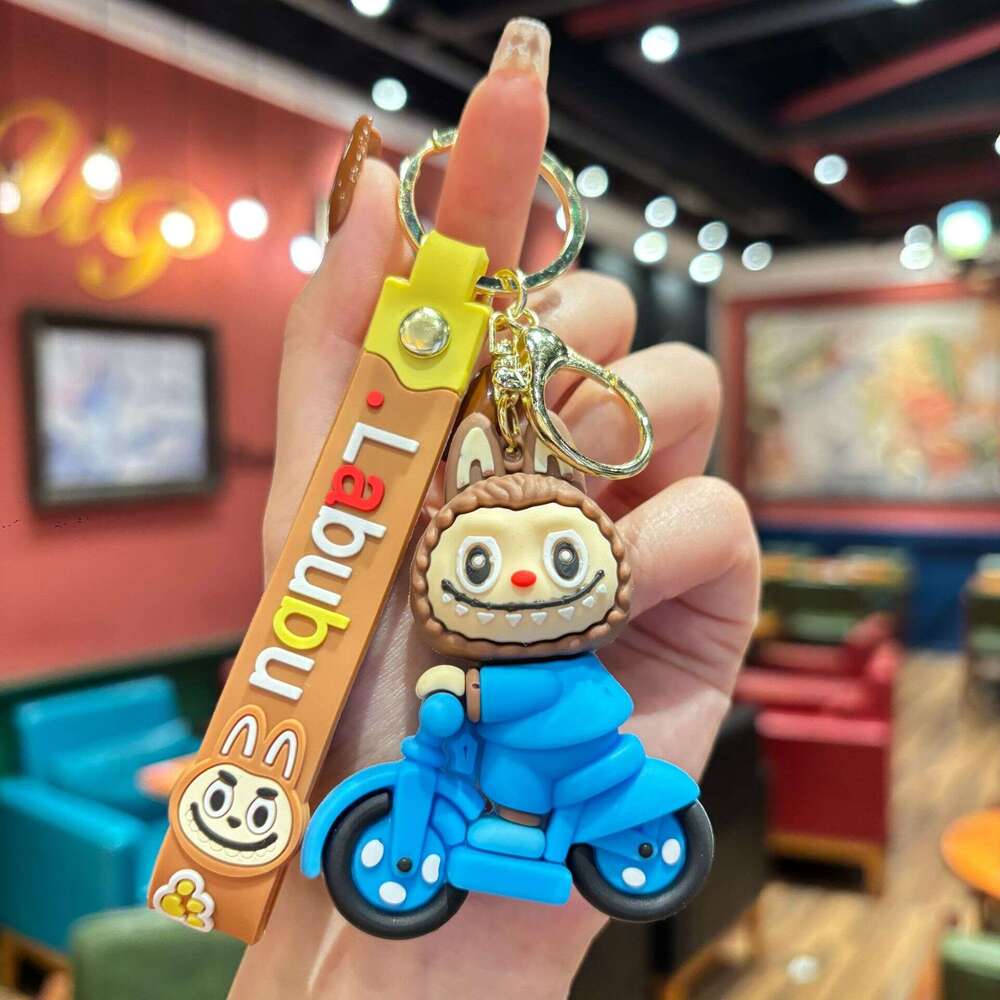 Cartoon Labubu Keychain Plush Doll 3D Keychain Backpack Charm Student Keyring