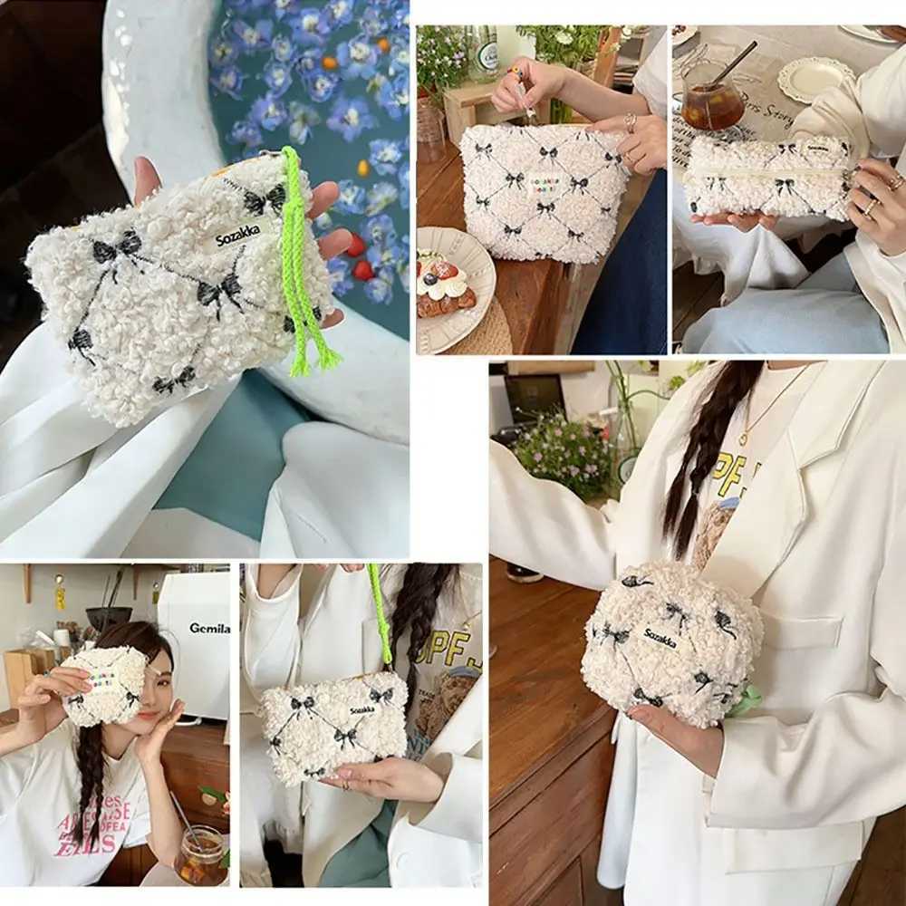 High quality cashmere makeup bag storage bag portable makeup bag travel organizer coin walletXJ250415