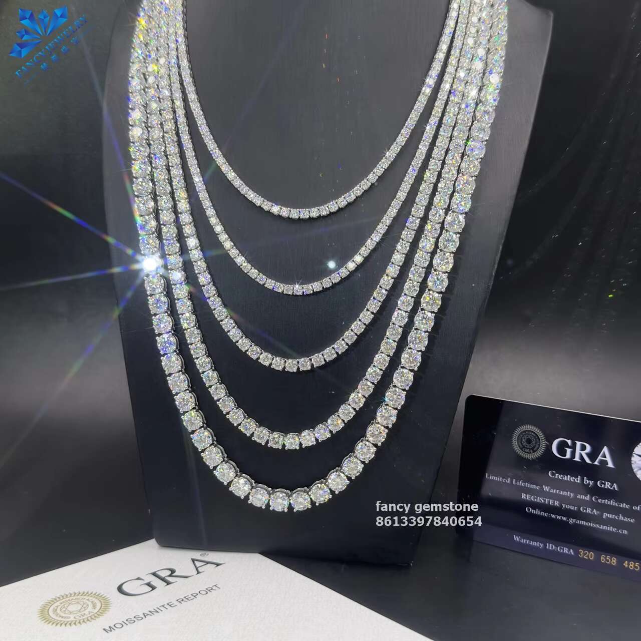 Hot Price Hip Hop Jewelry Necklace 2mm 3mm 4mm 5mm 6.5mm 925 Sterling Silver Hiphop Chain VVS Moissanite Tennis Chain