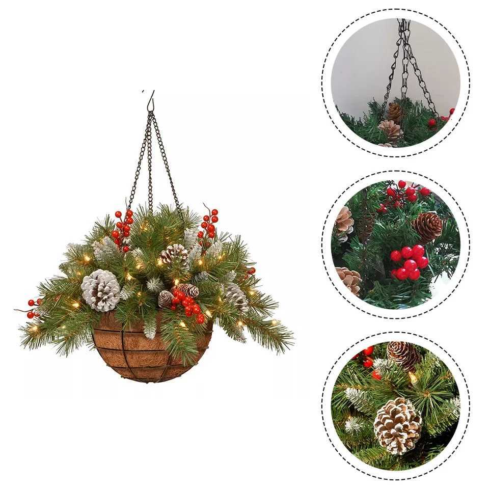 Artificial Hanging Basket Christmas Flower Basket Colorful Flower Arrangement Hassle-Free Maintenance 302515cmM251115