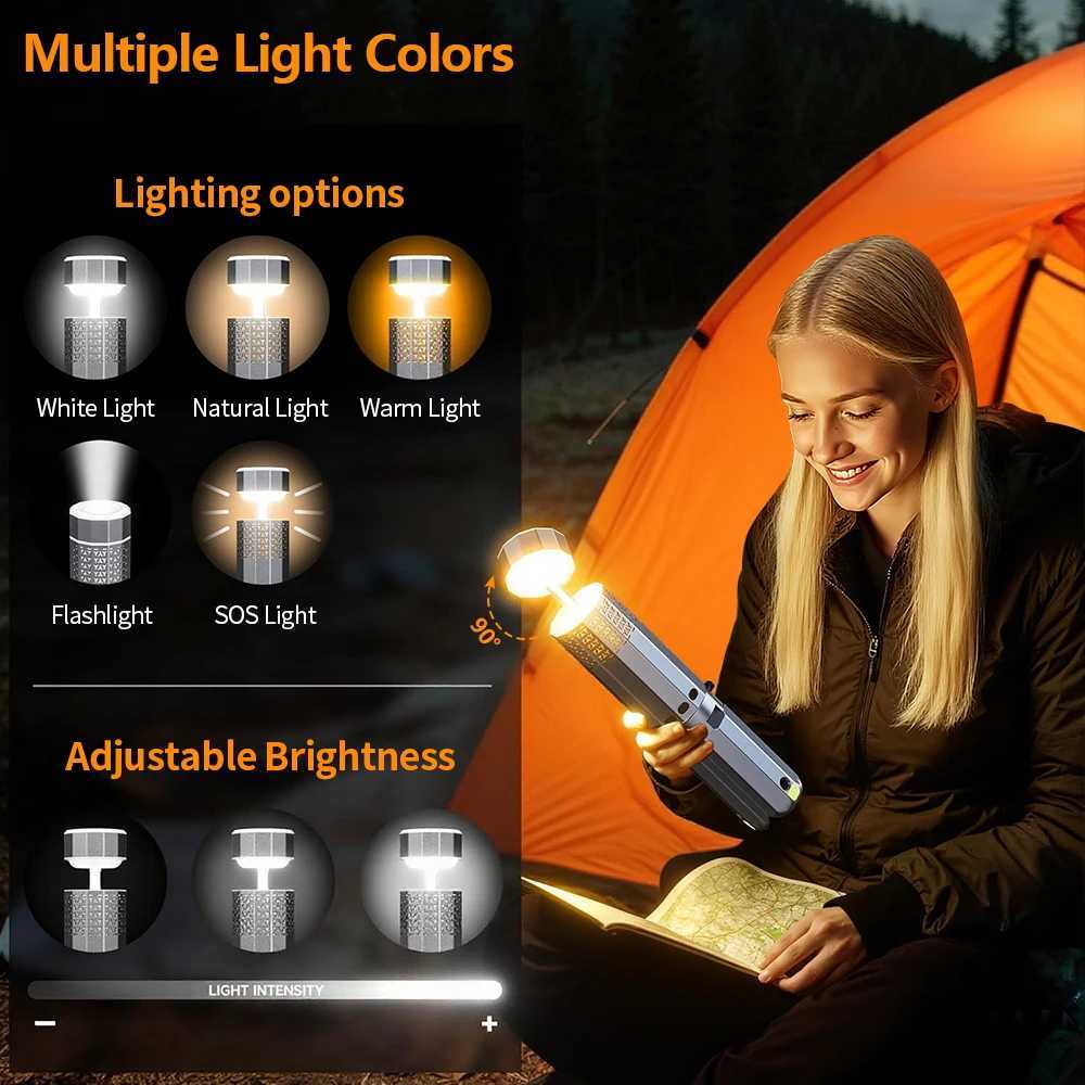 Upgraded Camping Light 15600mAh Rechargeable Telescopic Camping Lantern Flashlight Base Waterproof Emergency Travel M251115