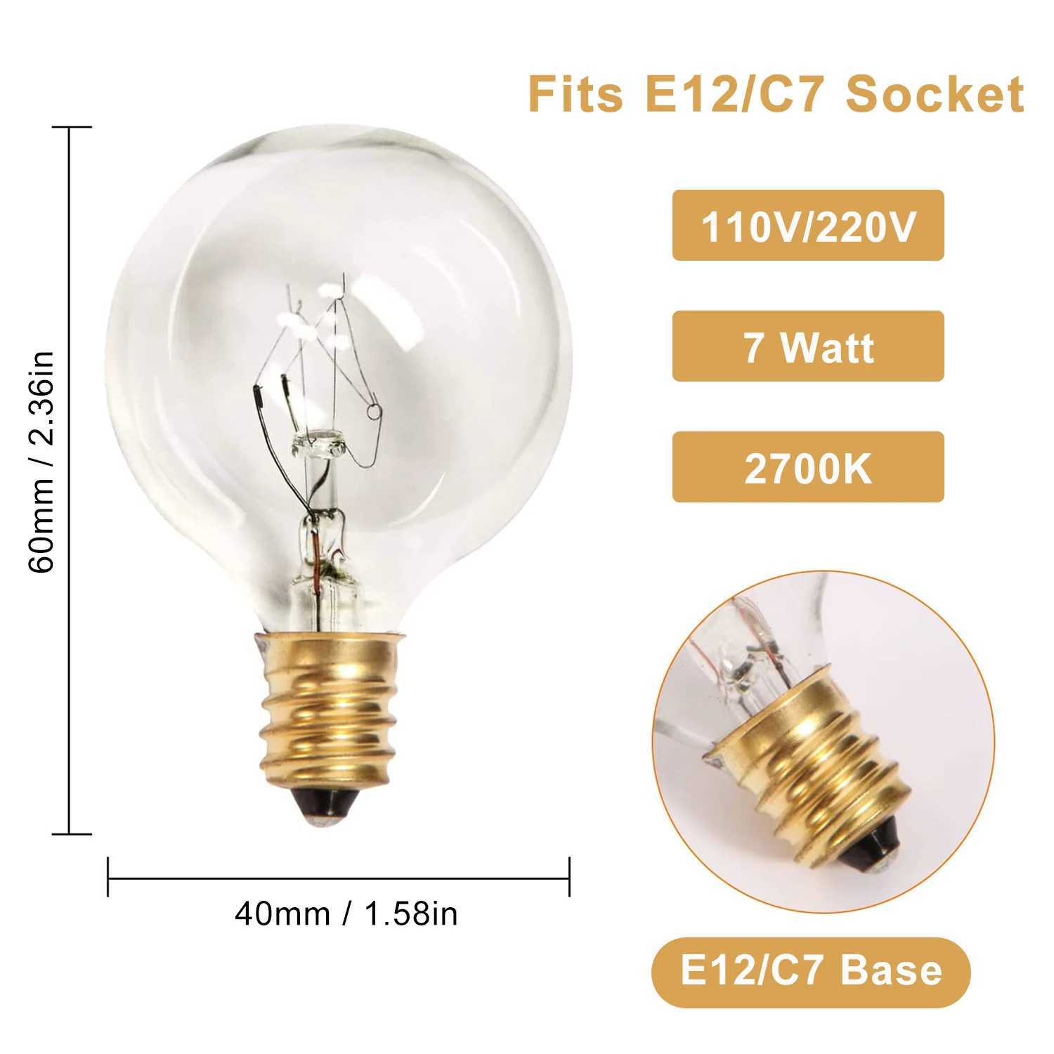 10pcs 7W Incandescent Edison Light bulbs E12 Base G40 110V 220V Bombilla Warm 2200K Decorative Tungsten Bulb For String Light C251115