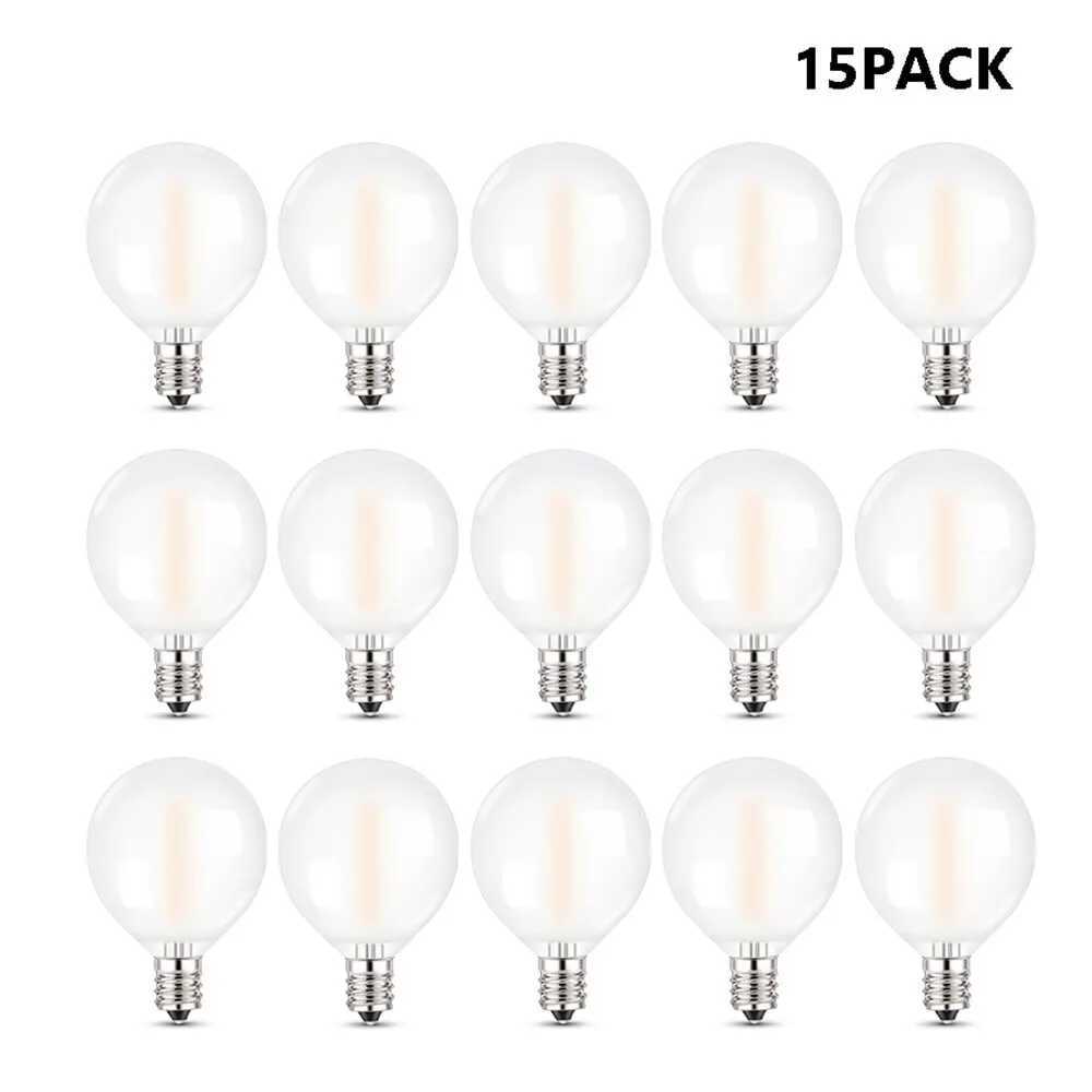 15PCS LED Filament Garland Replace Bulb E12 G40 Frosted White 1W 2700K Backyard Outdoor String Light Replacement Bulb Decorative C251115