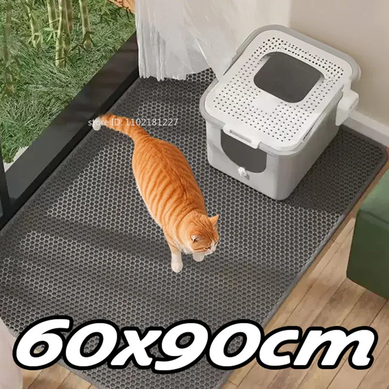 60CMX90CM Cat Litter Mat Waterproof Double Layer EVA Pet Litter Box Toilet Cat Mat Nonslip Sand Cat Washable Pet Clean Pad 250414