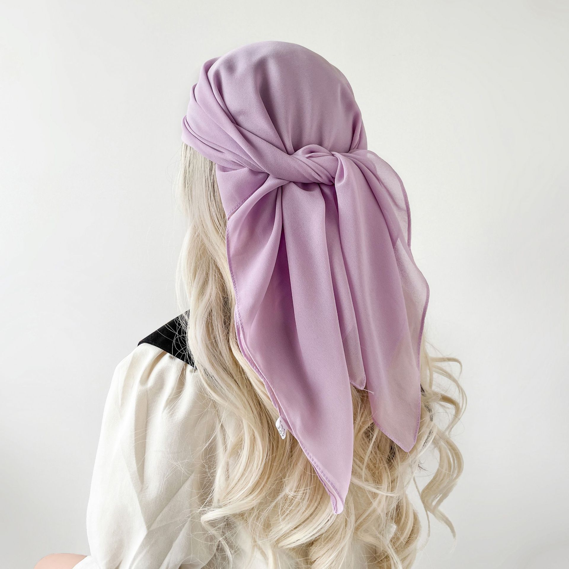 K396 Cross-border pearl chiffon solid color silk scarf Arab headscarf Bali yarn headscarf solid color Malay square scarf 90 scarf