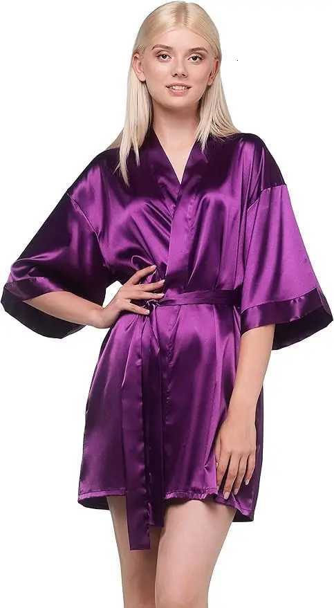 Pajamas women summer European and American ladies lace-up bathrobe sexy morning gown home dress can wear ice silk robe C251115