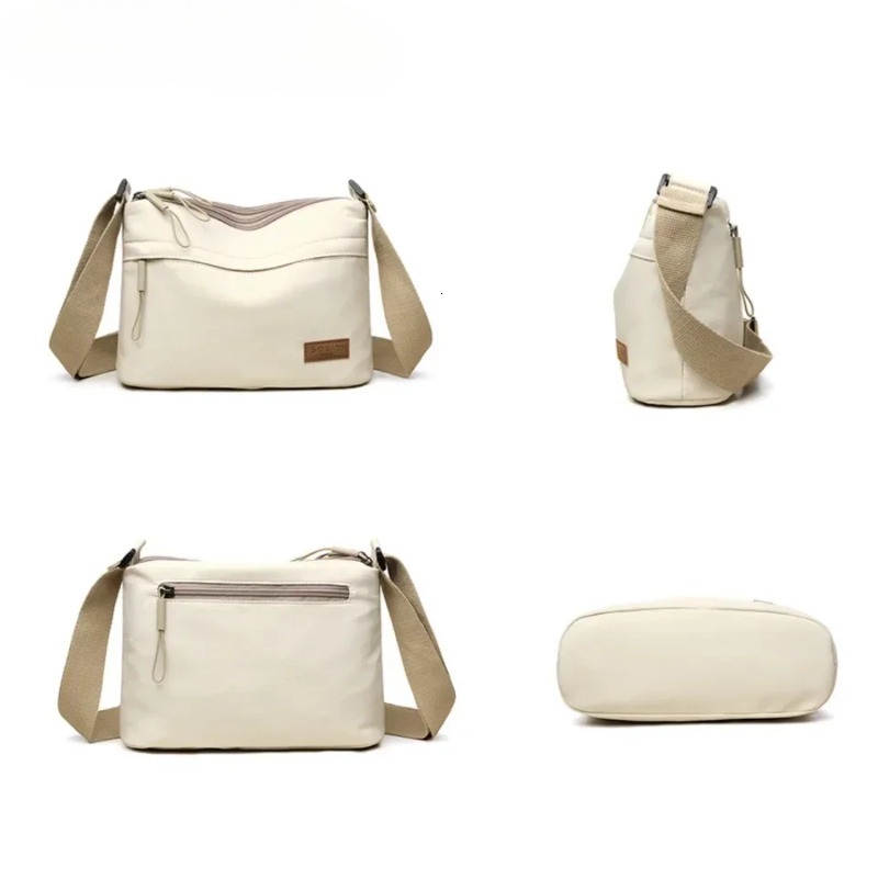 3 Main Pockets High Capacity Shoulder Crossbody Bag Women Multi-Pocket Purse Canvas Handbag Suitable For Mothers Shopping