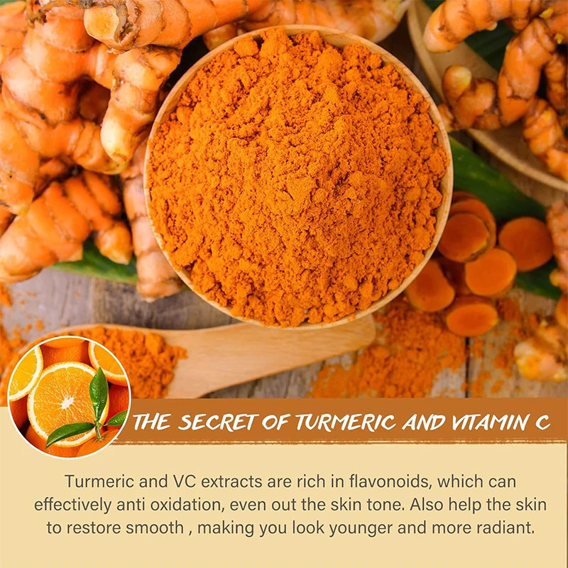 Vitamin C Turmeric Mud Clay Mask Fade Melanin Pigmentation Melasma Dark Spots Dull Skin Refining Pores and Controlling Oil 80g 250414