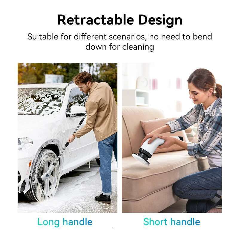 Electric Spin Cordless Shower Cleaning With 7 Replaceable Brush Heads Power Scrubber 2 Gears Clean