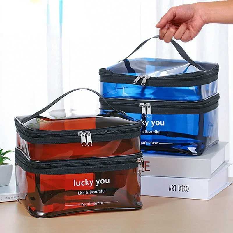 Waterproof transparent PVC bathroom makeup bag womens makeup bag travel zipper makeup beauty W organizer toilet storage kitXJ250415