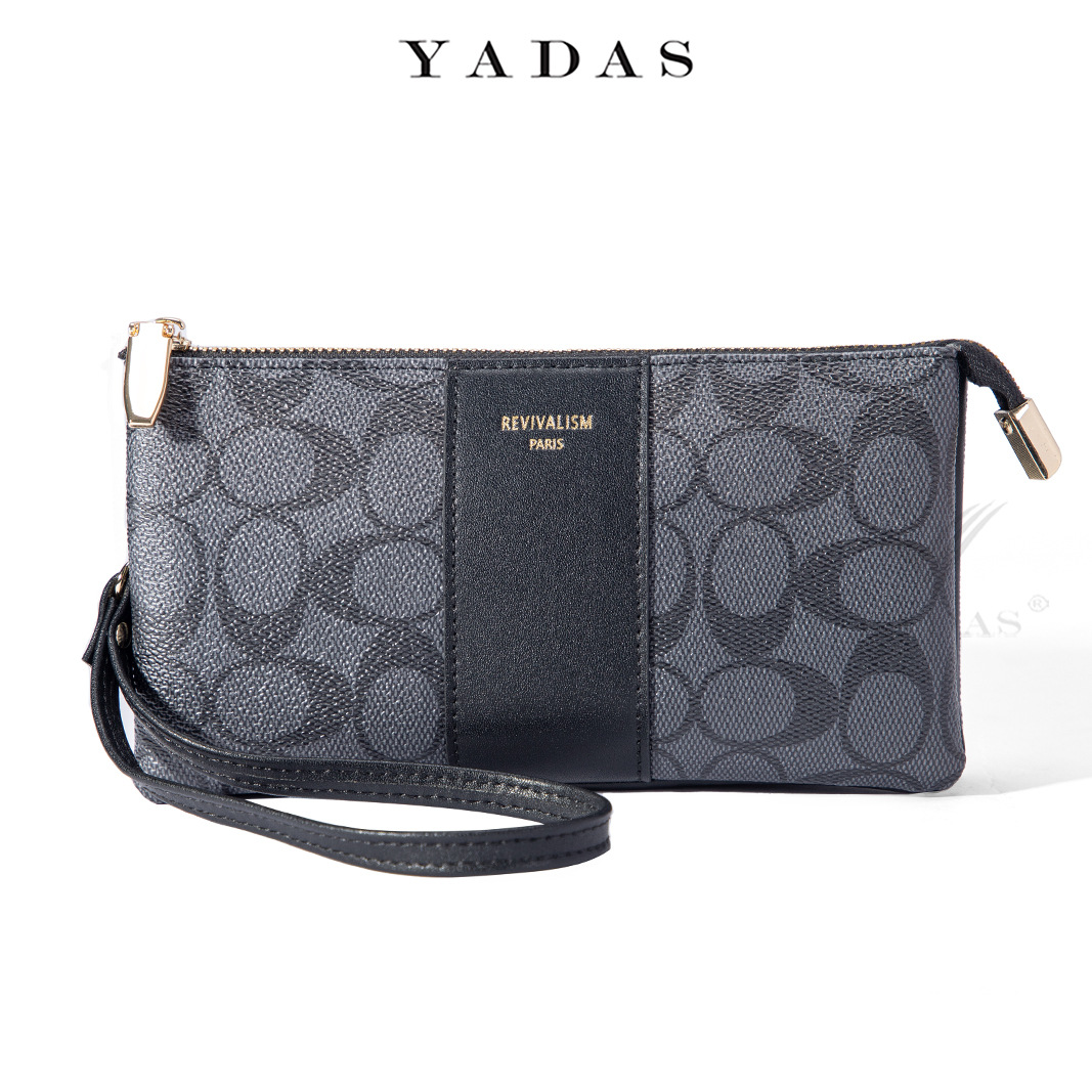 2025 New style classic geometric letter oval printed vintage pattern zipper lady wrist bag clutch bag new design