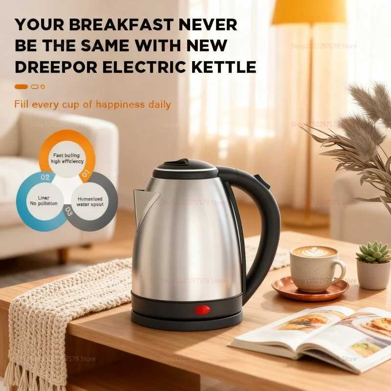 Electric kettle Tea and Coffee 20L Stainless Steel Portable Water Boiler Family Travel kitchen Smart kettle Electric Teapot Y251114