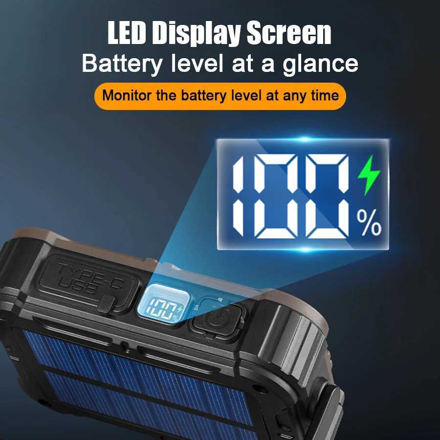 Portable Rechargeable Lanterns With Power Bank/with Base Handle Outdoor Solar Hook Light For Emergency Outdoor Camping M251115