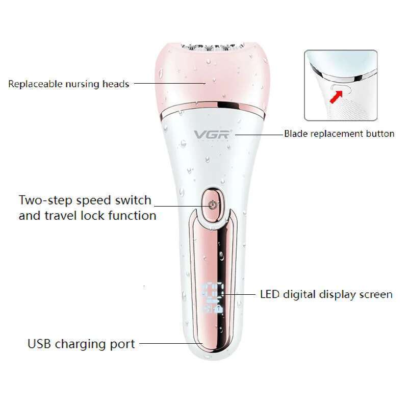 VGR Electric Women Epilator Female Shaver Leg Body Removal Lip Chin Depilatory Lady Bikini Trimmer Facial Hair Remover