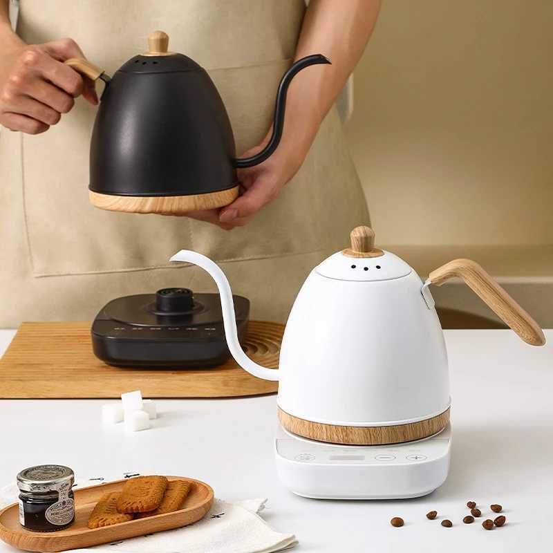 08L Stainless Steel Electric Kettle Gooseneck Hand Brew Coffee Pot Teapot with Slender Mouth 1000W Water Brewing Pot Y251114