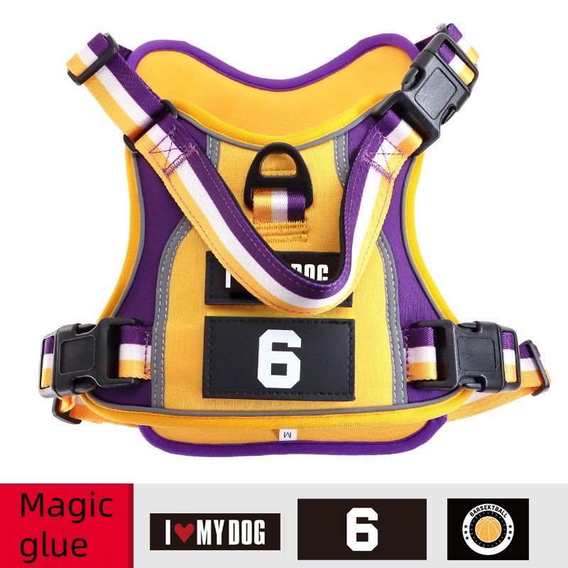 Basketball Style Dog Harness No Pull with 2 Leash Clips, Adjustable Soft Padded, Reflective Oxford No Choke Pet Vest with Easy Control Handle for Larg
