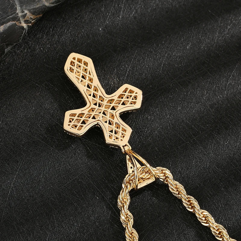 Fashion personality pink cross inset zircon birthday gift party pendant necklace for girls 250414