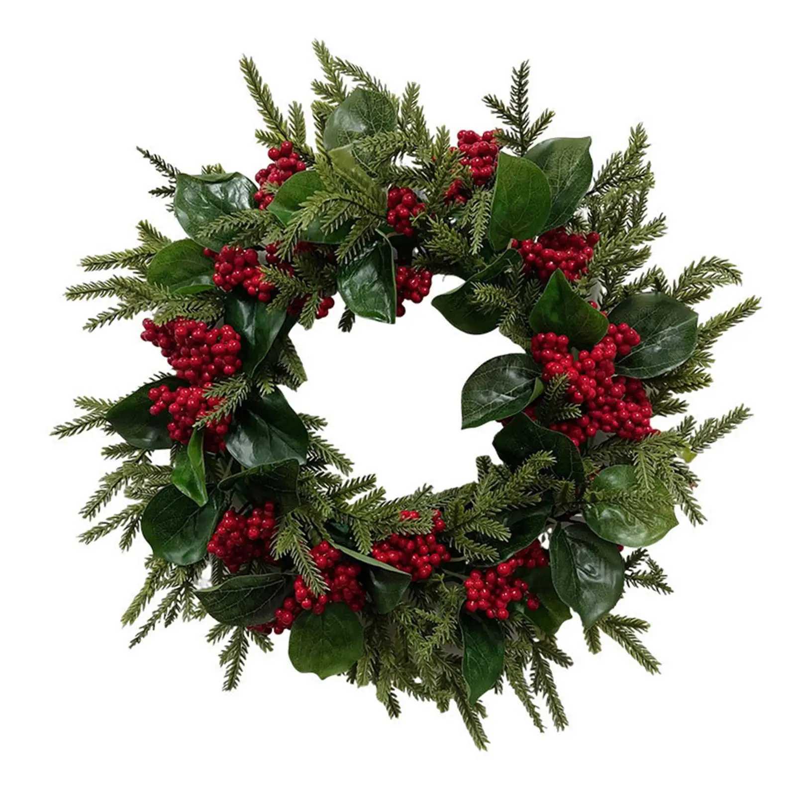 Christmas Wreath Front Door with Red Berries Home Decor Artificial Floral Wreath for New Year Farmhouse Holiday Window OutdoorM251115