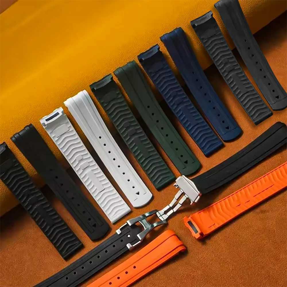 New Design FKM 20mm Curved End For Omega Seamaster 300 Fluororubber Strap PFAS Certificati With Original Fold Buckle Watch Bands W251114