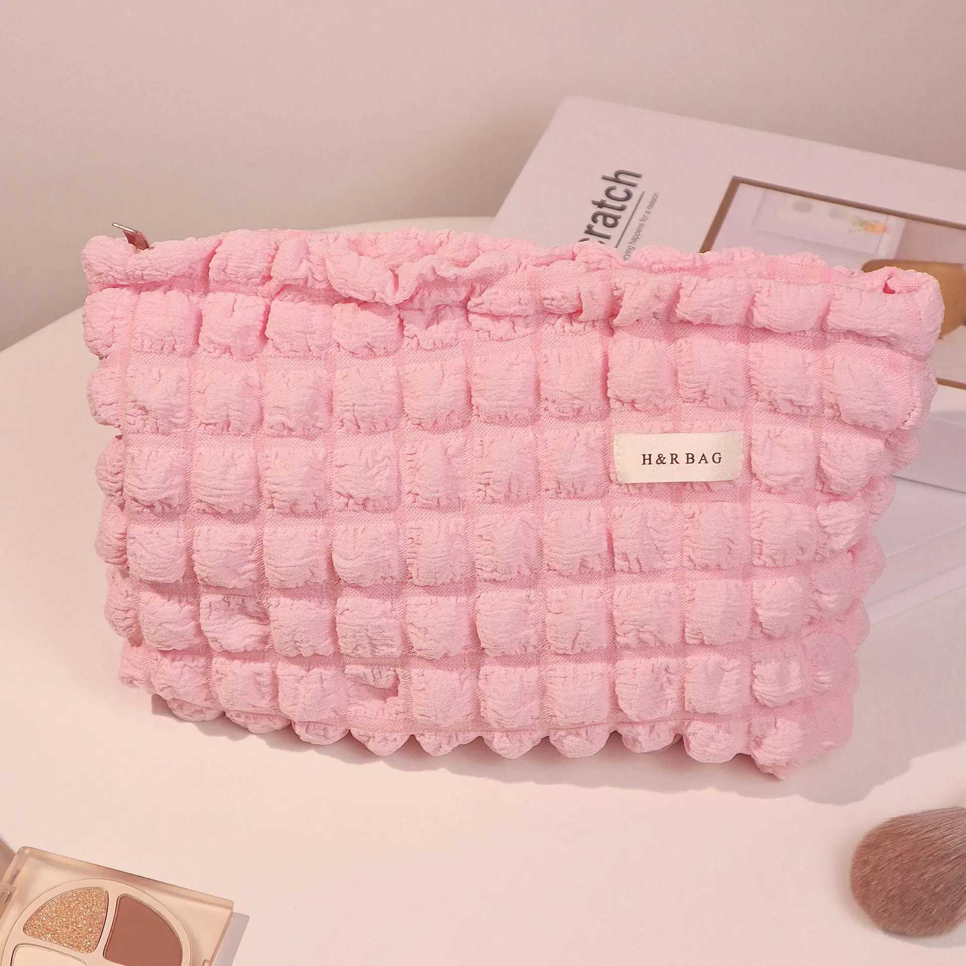Korean Fi Girl Candy Color Makeup Bag Large Capacity Makeup Storage Bag Zipper Makeup Bag Pink Cluh Beauty BoxXJ250415