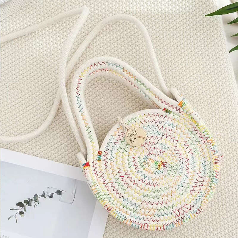 Handmade Beach Bag Versatile Straw Fashionable Travel Woven Bag, Women's Vacation Small Fresh Single Shoulder Crossbody Handbag Kq2