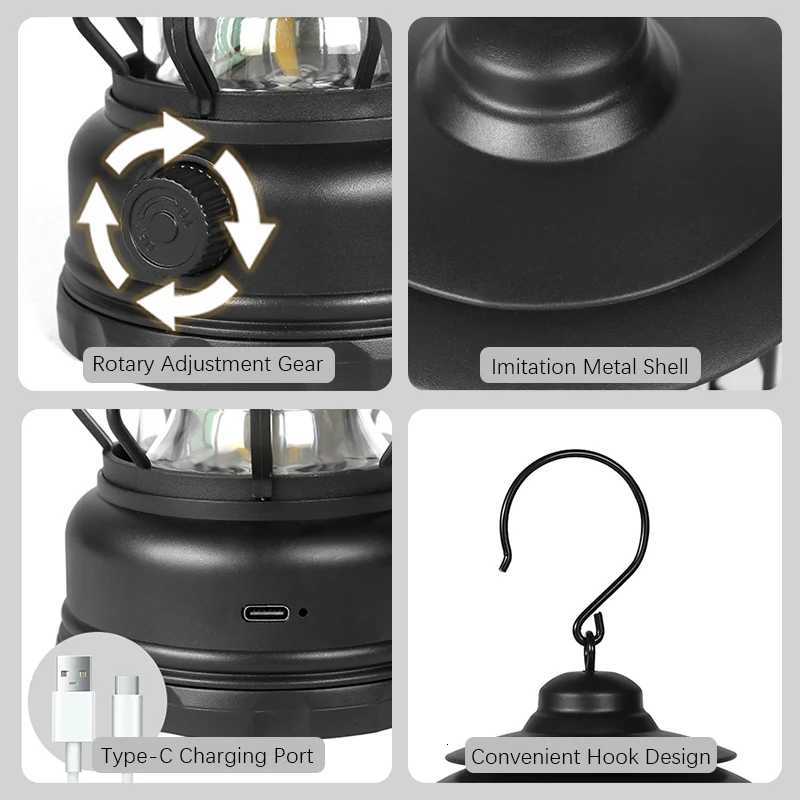 Portable Camping Lantern Outdoor Vintage Candle Handheld Atmosphere Light Tent Lights Tent Vintage Pendant Table Lamp for Outing M251115