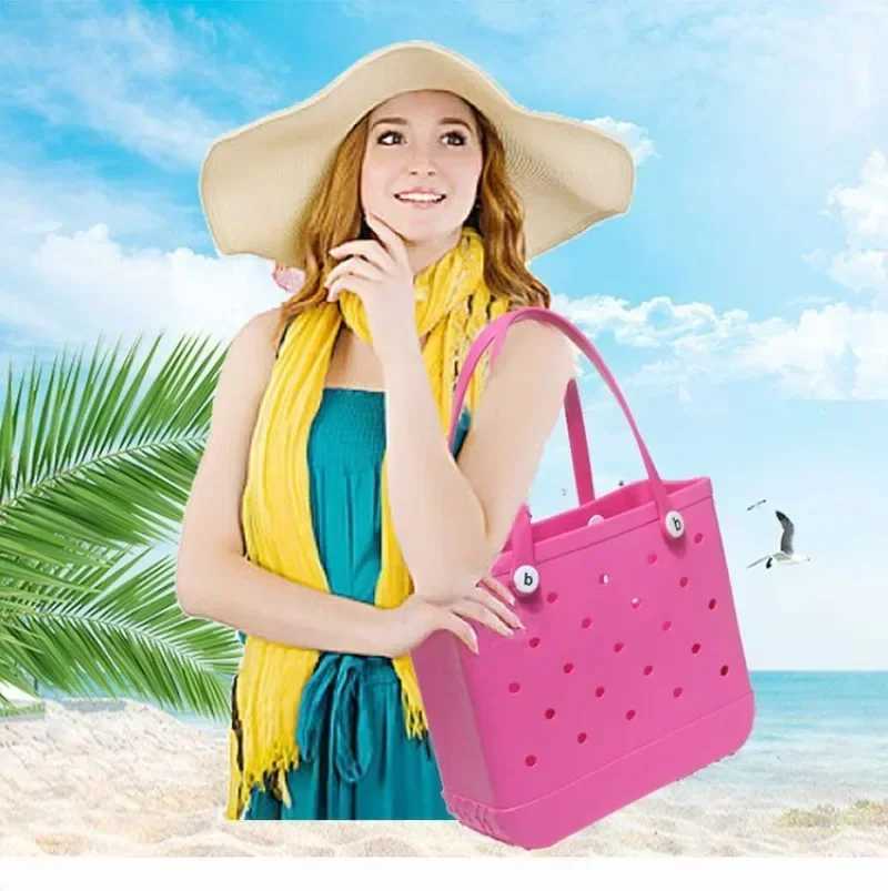 Rubber Womens Borg Bag Fashion Summer Pool Shoulder Bag EVA Large Capacity Shopping Basket Womens Pool Handbag Beach Jelly Bag W250415