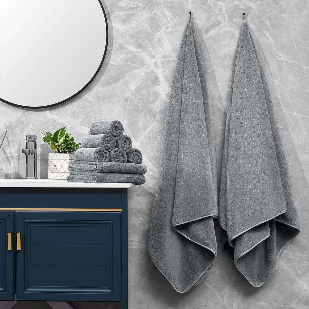 Oversized Set Of 4 Dark Gray Extra Large Bath Sheets For Adults 35X70in Ultra Soft Bathroom Towels Microfiber