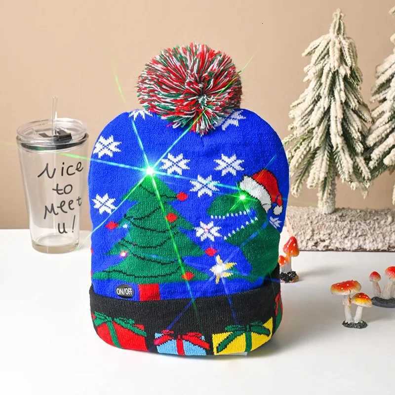 Cute Light Up Christmas Hat Flashing Led Snowman Winter Warm Color Knitted Cap Christmas Gift For New Year Xmas Party Decoration Y251115