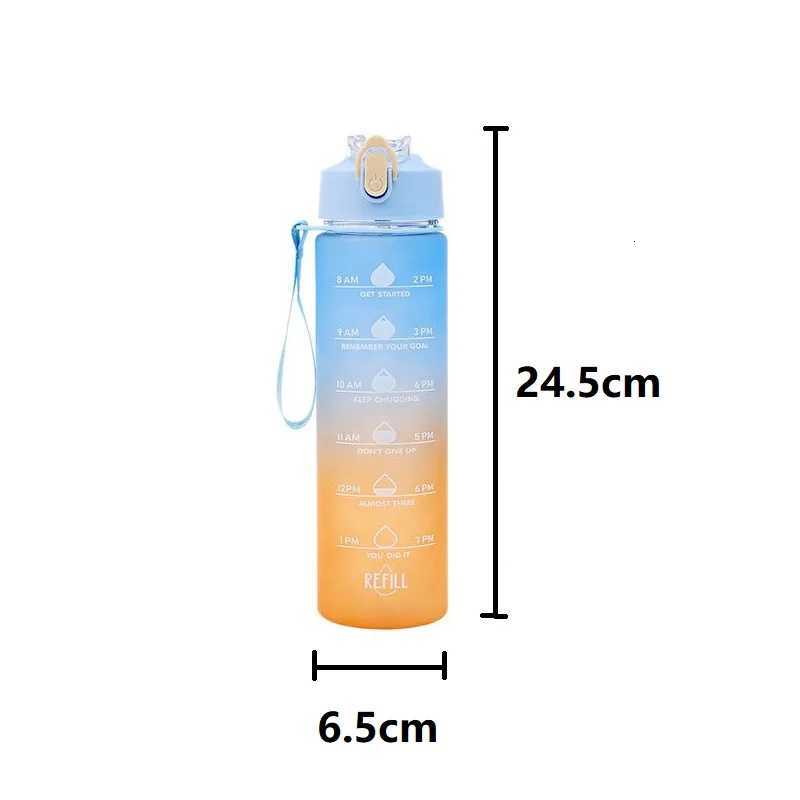 700ml High Temperature Resistant Plastic Sports Cup Rainbow Frosted Progressive Color Water Bottle with Graduated Straw YDSH01W251114