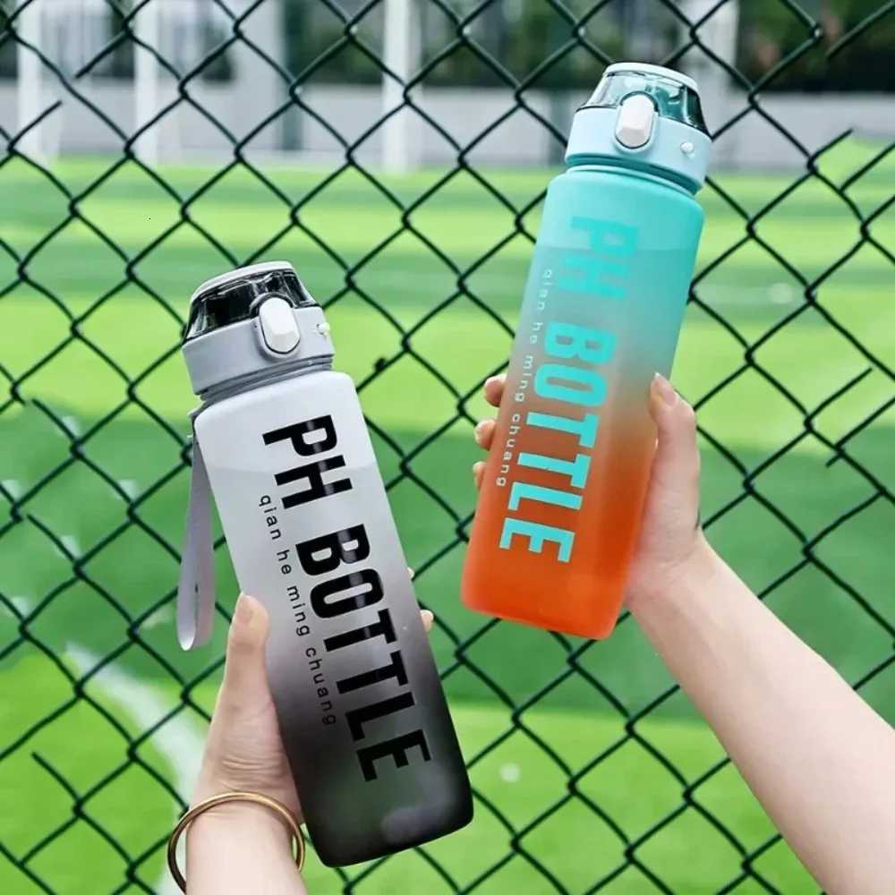 1L Sports Water Bottle with Straw Large Capacity Sports Kettle Leak-Proof Gradient Color Drinking Bottles for Outdoor TravelW251114