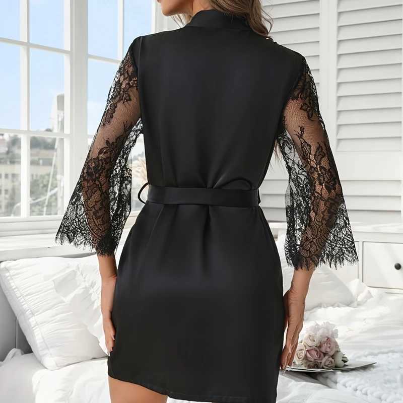 Sexy Lace Robe for Women Luxury Summer Satin Sleepwear Robe for Women Soft Bridesmaid Nightgown C251115