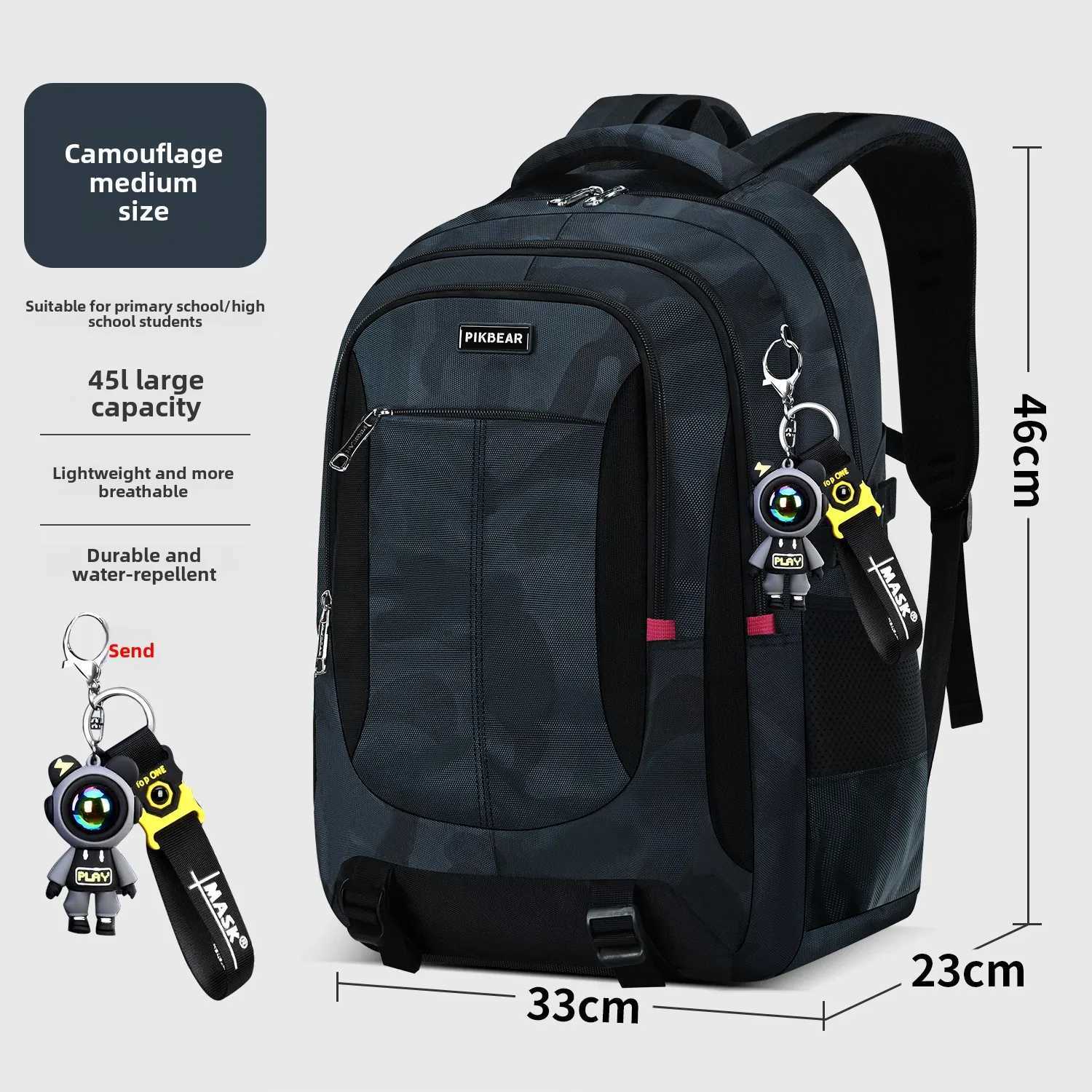 Astronaut pendant Orthopedic Men Laptops Backpack Teenages Camouflage Schoolbag Primary Waterproof Backpacks student School BagsW251114
