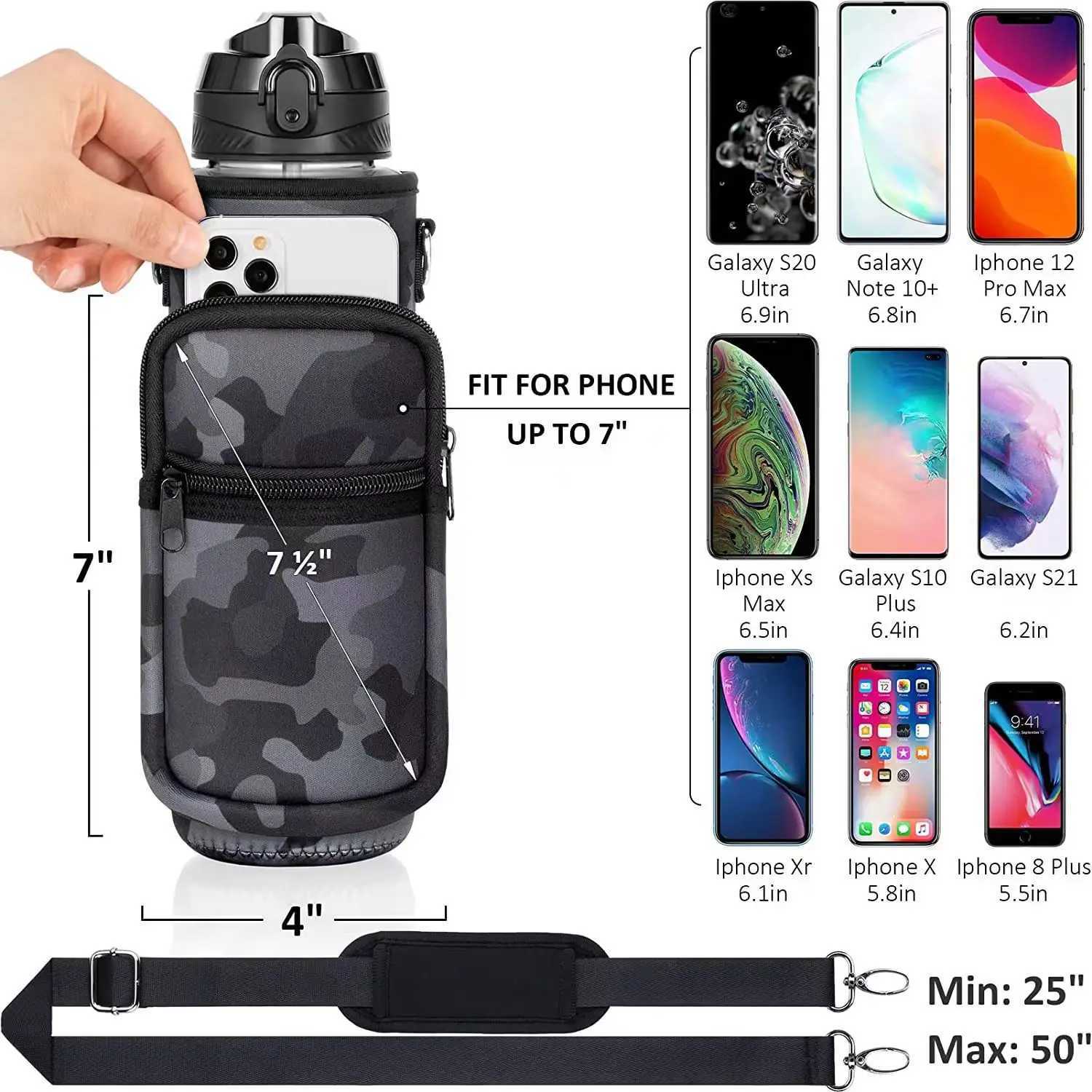 1L Water Bottle Sleeve Bag Mobile Phone Pouch 32Oz Thermos Diving Cup Holder Protective Cover Water Cup Bag Kettle Pocket StrapW251114