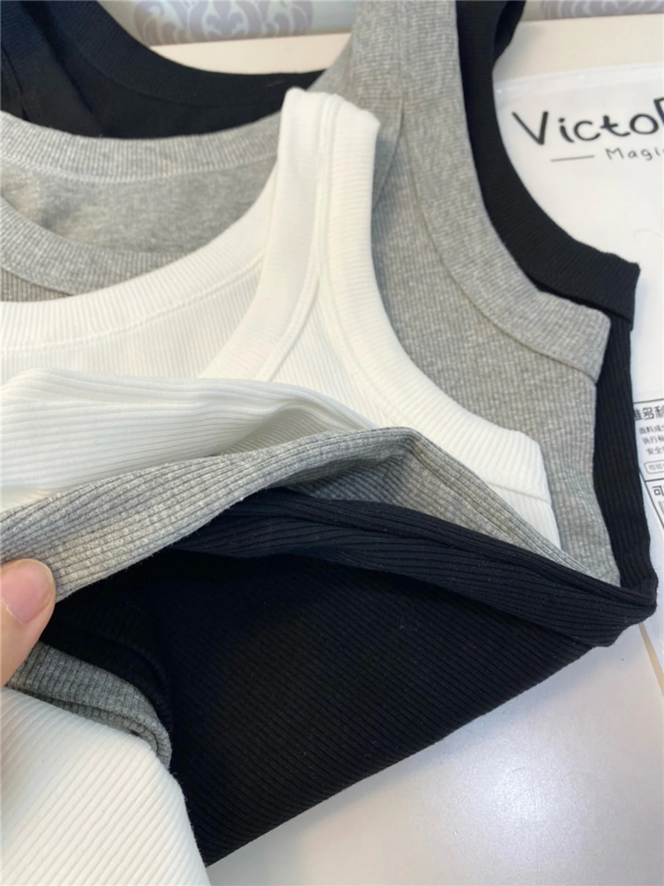 3piece cotton vest paired with summer ultrathin fit clothing simple version basic breathable womens top 250414Z