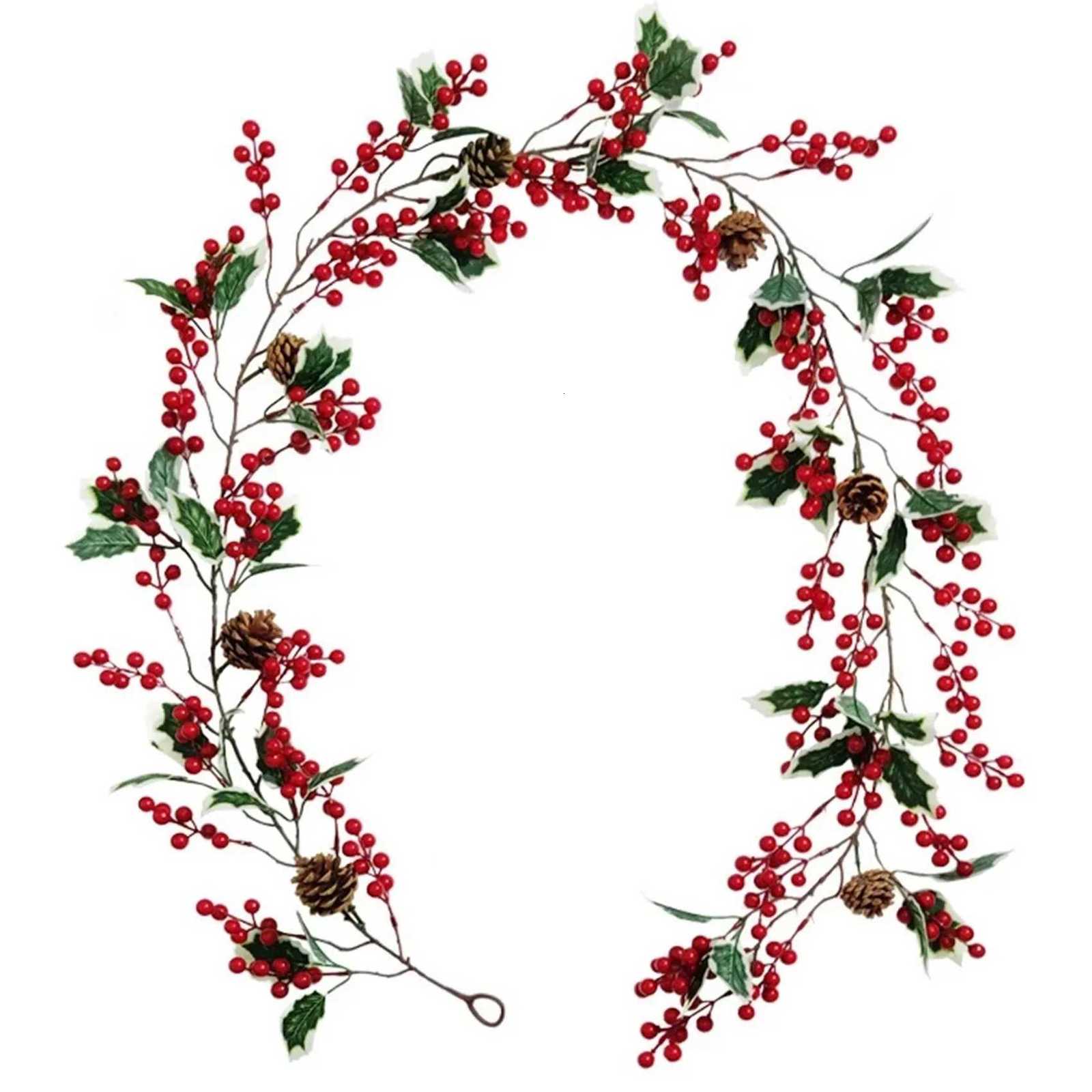 Red Berry Christmas Garland With Pine Cone Garland Artificial Garland Garden Gate Home Decoration For New Year-ABLIM251115