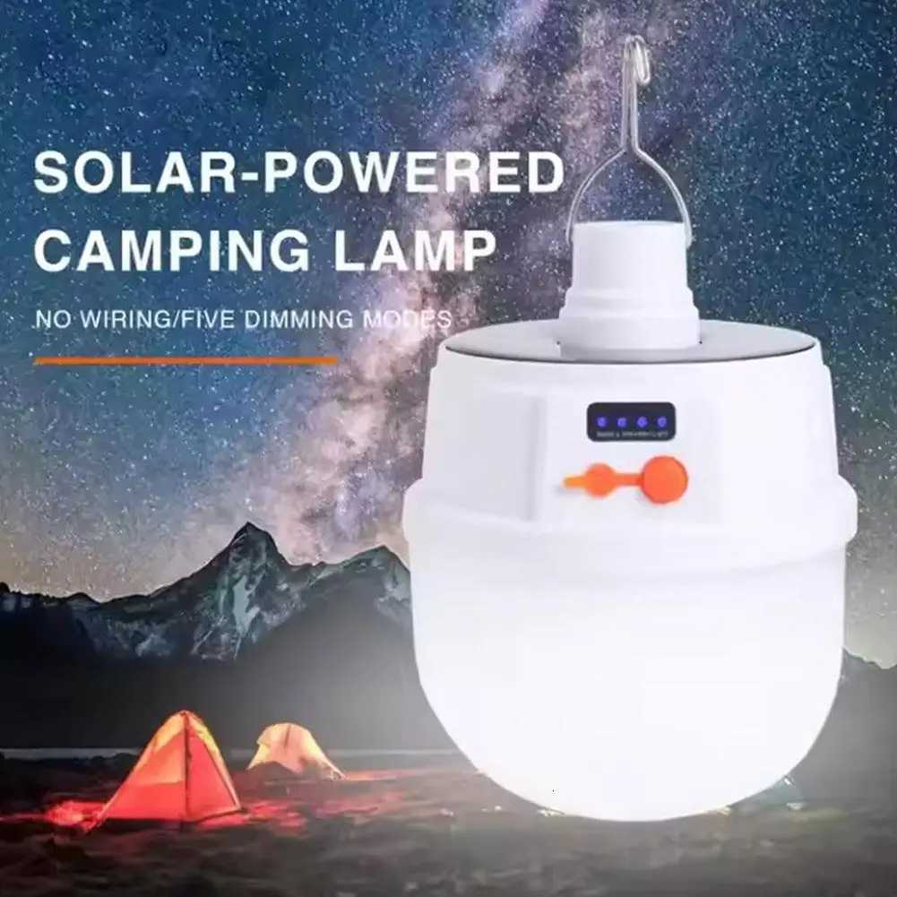 Camping Lantern Solar LED Light DC Fast Charging Portable Bulb 5Lighting Modes Tent Hanging Bulb for Outdoor Hiking Emergency M251115