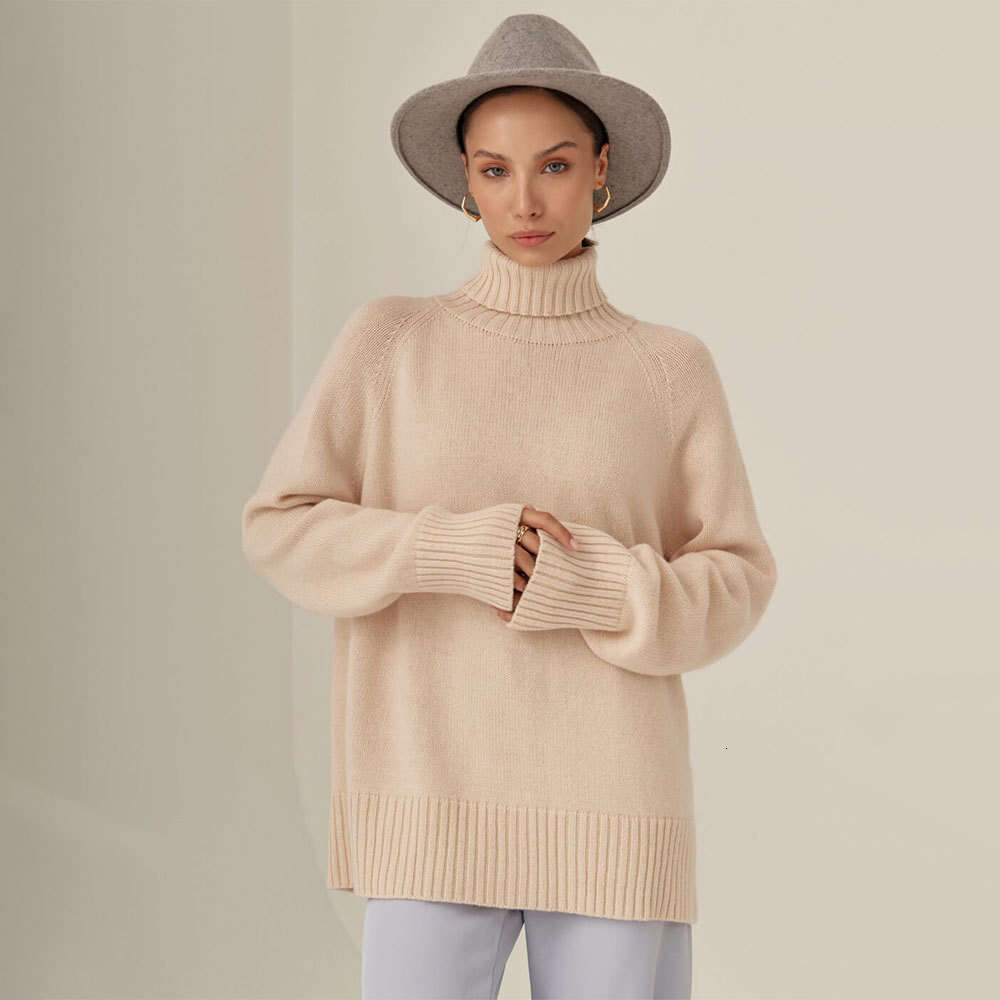 hoodie Mmwomen's Wear High Neck Autumn And Winter , Elegant Temperament, Versatile Commuting, Solid Color, Raglan Sleeve Sweater For Women jacket