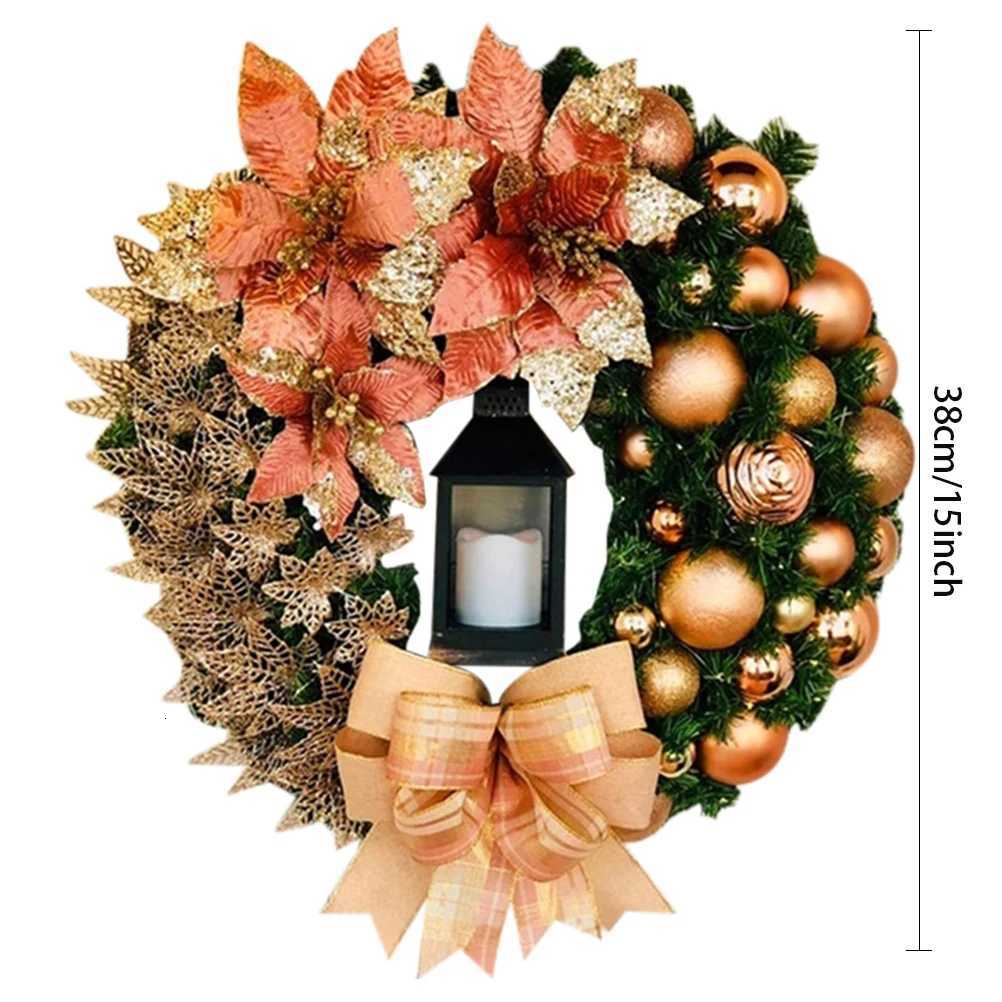 Christmas Garland Arrangement Christmas Ornament Spruce Christmas Wreath With LED Light Front Door Home Party Hanging GarlandM251115