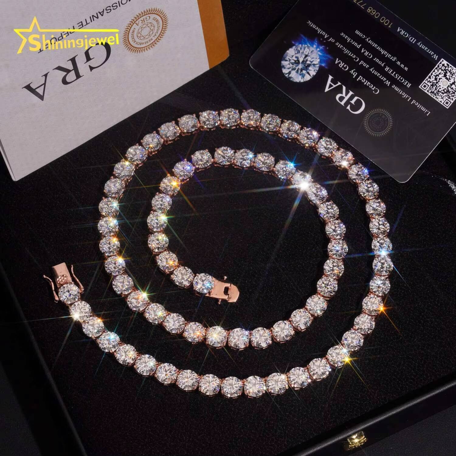 Cheapest Price Gold Plated Sterling Silver 925 Pass Diamonds Test 8mm Moissanite Tennis Chain Iced Out Jewelry