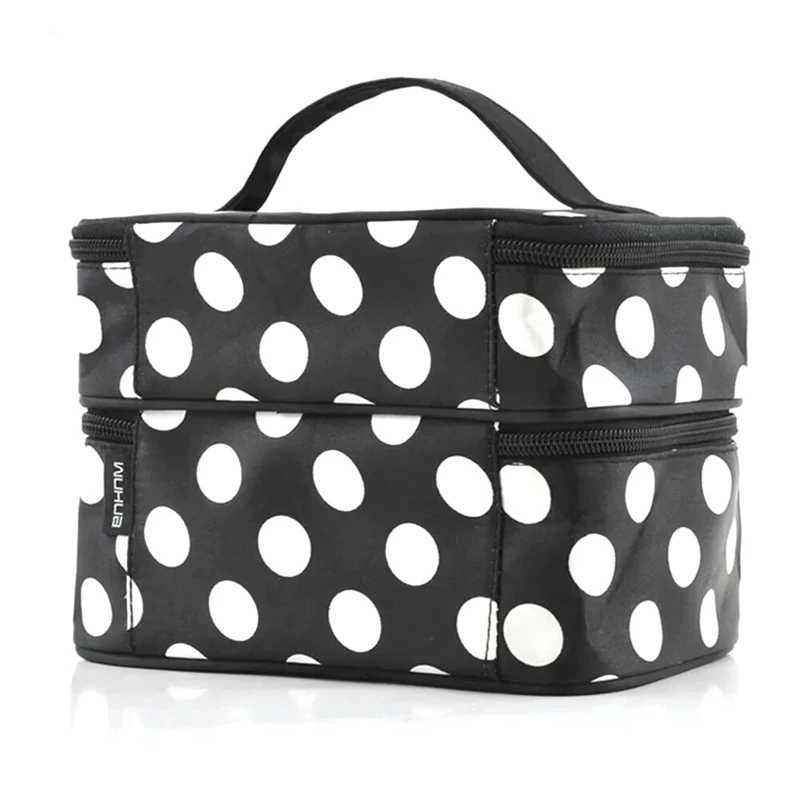 Large capacity makeup bag with double-layer zipper womens makeup bag portable travel toilet organizerXJ250415