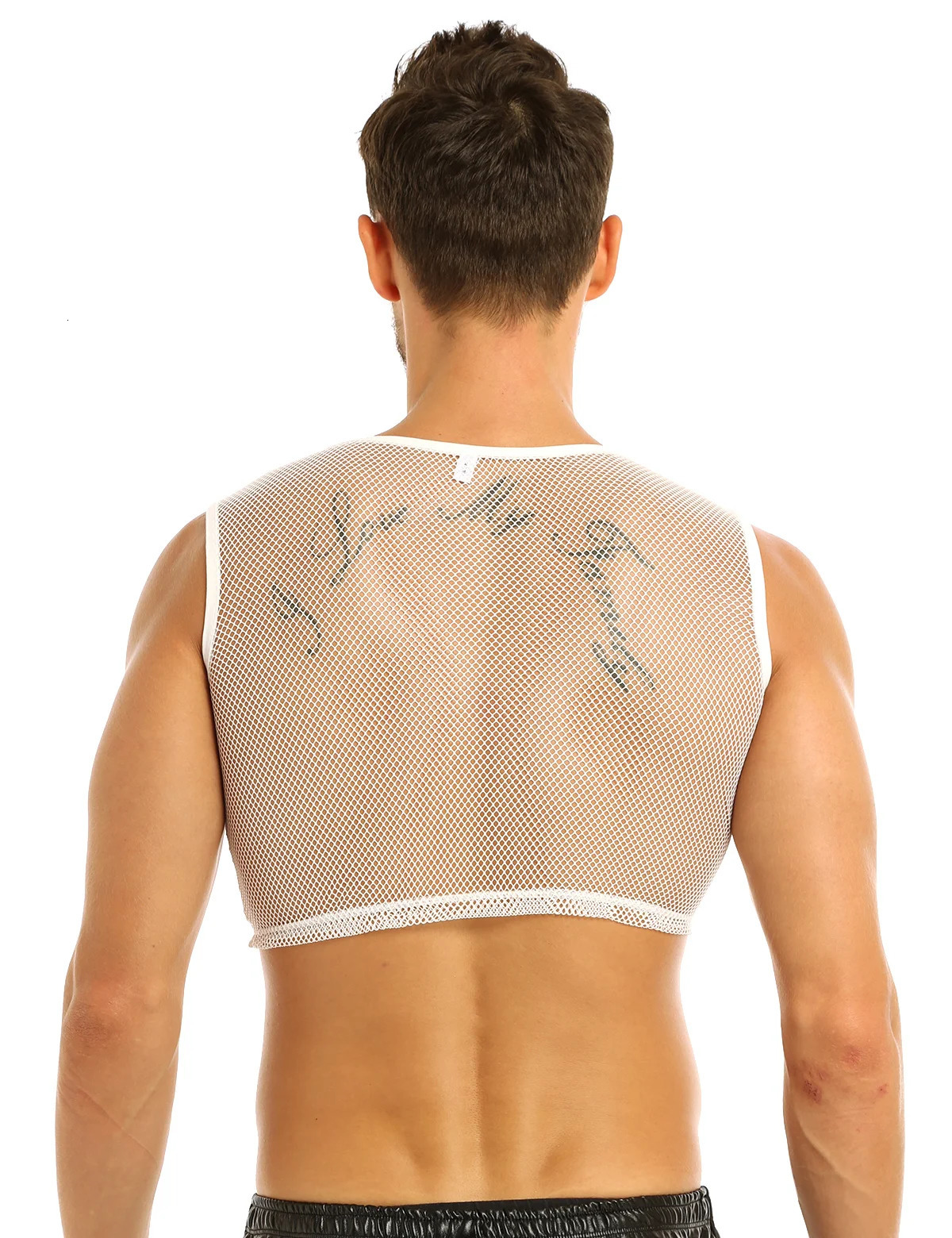 Mens stretch body shaping training half tank top vest Tshirt muscle underwear mens sexy shape club clothing stage crop 250407